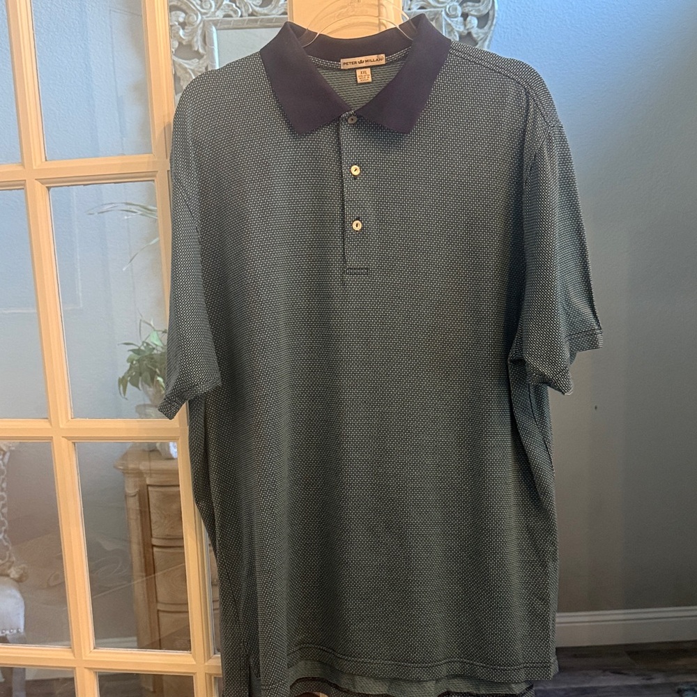 Peter Millar Navy and Green Polo Shirt XXL